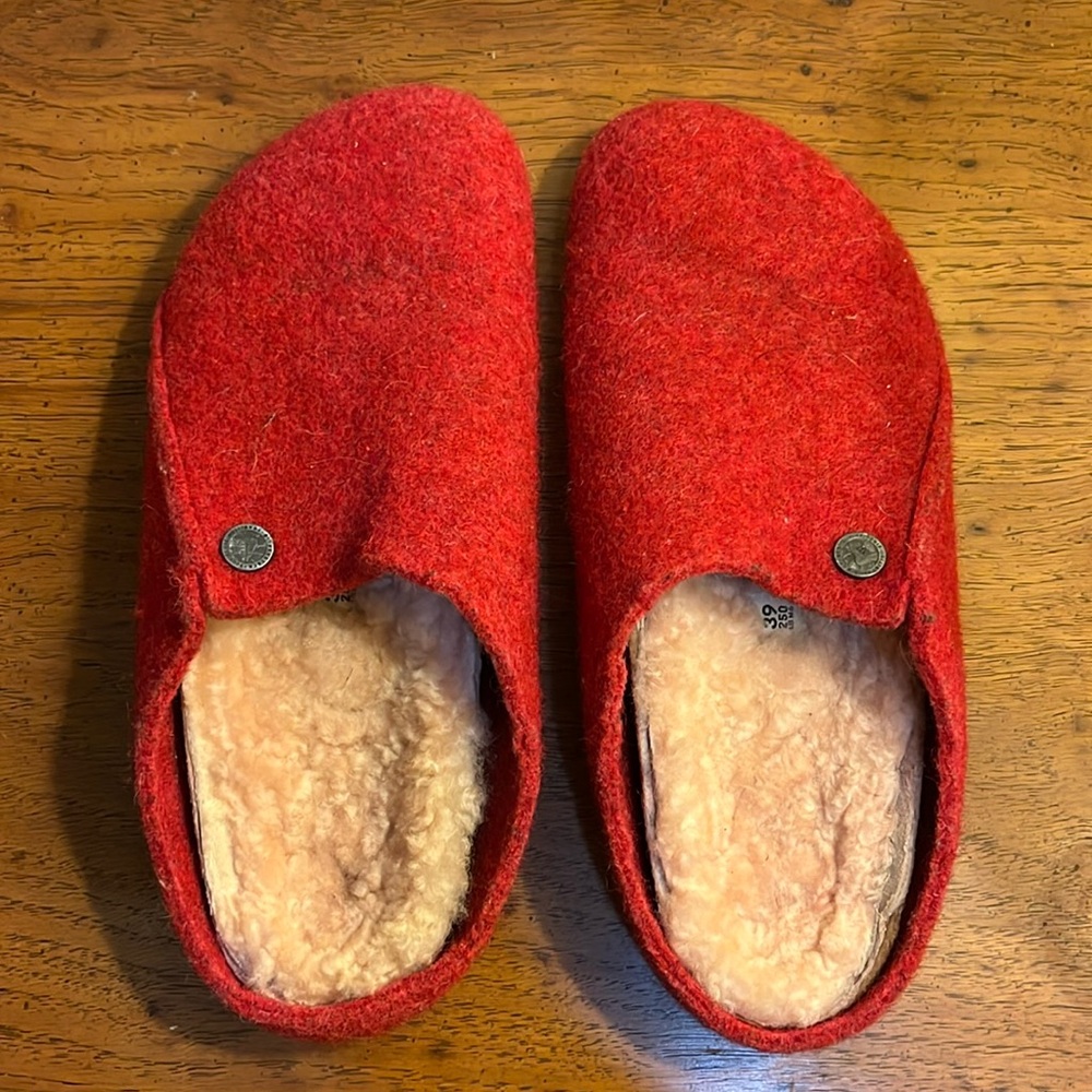 Birkenstock Red Shearling Slipper